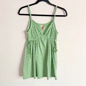 Old Navy Top Womens Size Medium Green Striped Y2K Baby Doll Synch Dainty